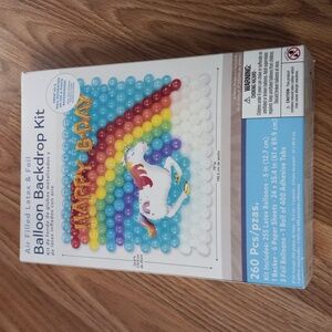 amscan Unicorn Balloon Kit Backdrop with Rainbow Design